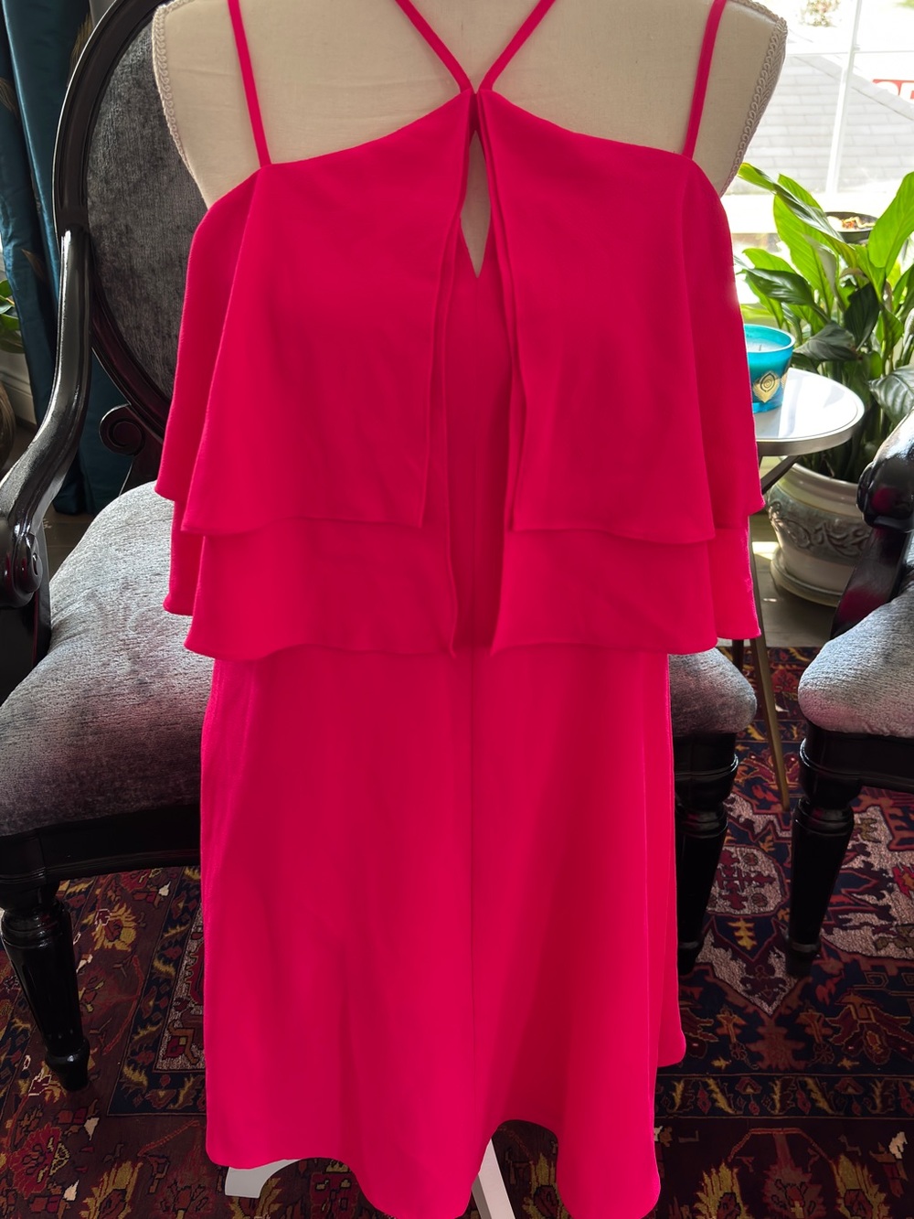 CeCe Hot Pink Ruffle Shift Dress - Picture 4 of 6